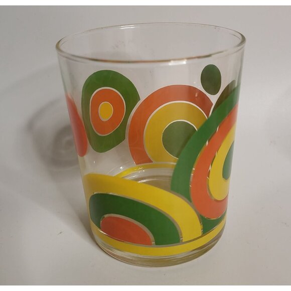 3 Vtg 1970s Drinking Glasses Mod Colorful Circles - Picture 3 of 3